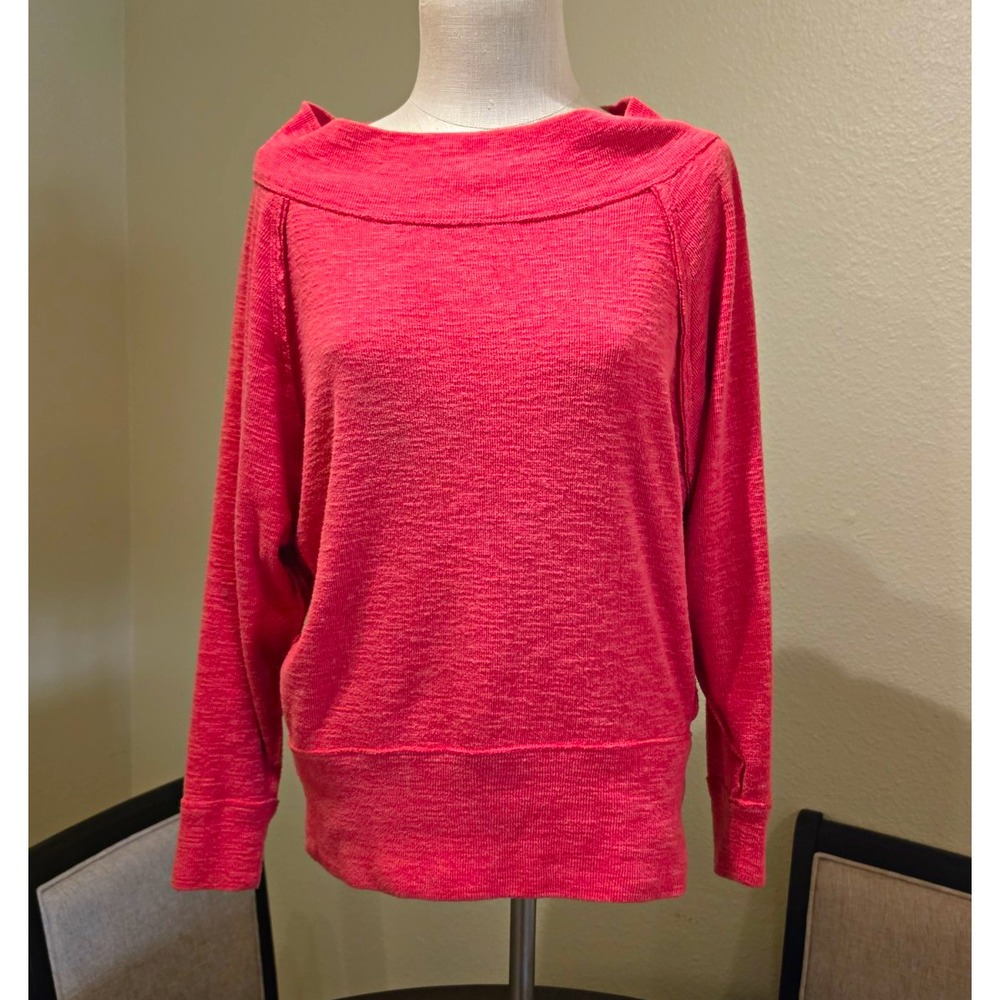 We The Free Women's XS Pink Cowl Neck Raglan Pullover Sweatshirt Relaxed